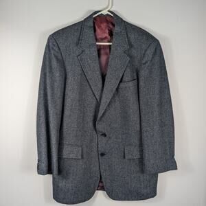 Hyde 40L Wool Sport Coat Mens Blue Gray Tweed Two Button Tailored Blazer USA
